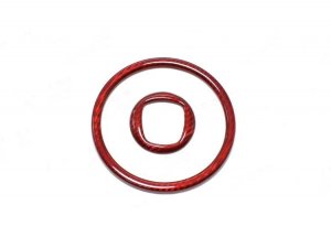FIAT 500 Steering Wheel Trim - 2 piece Center Trim - Carbon Fiber - Red Candy